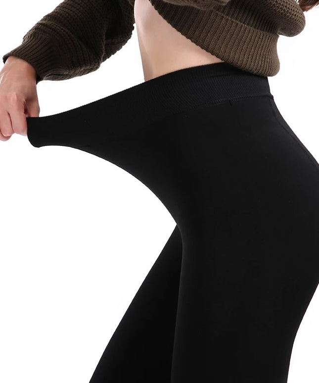 Damskie spodnie zimowe ciepłe legginsy z polarem