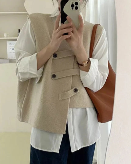 Kamizelka damska o asymetrycznym kroju