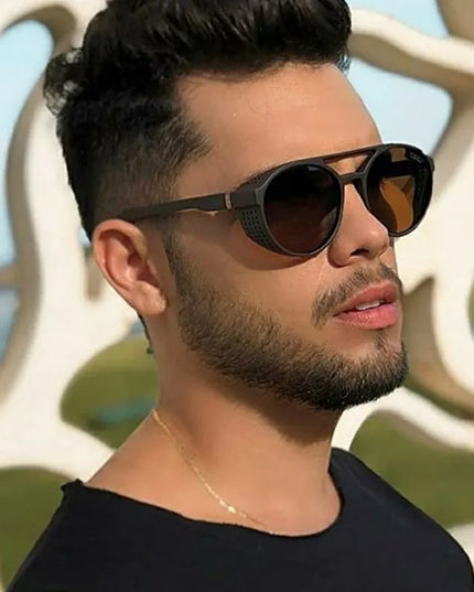 Męskie okulary przeciwsłoneczne okrągłe pilotki