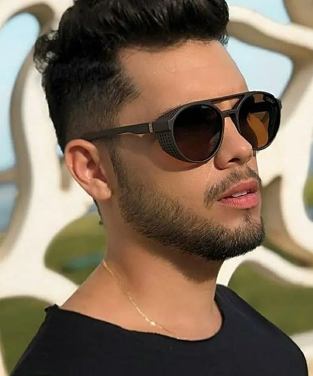 Męskie okulary przeciwsłoneczne okrągłe pilotki