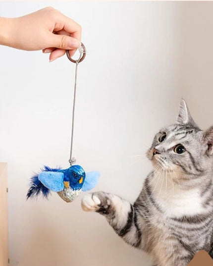 Interaktywny ptaszek dla kota – zabawka z dźwiękiem i ruchem, idealna do polowania i zabawy