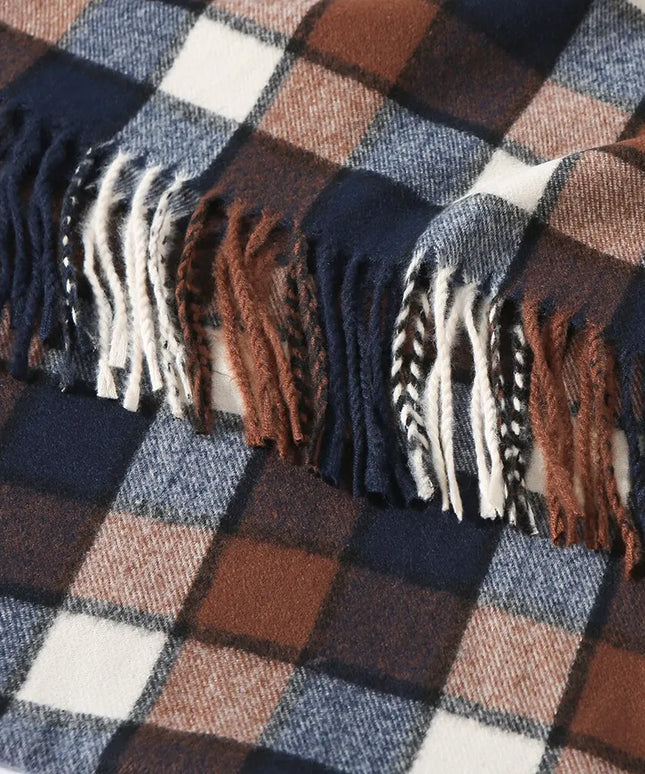 Szalik męski na zimę w kratę