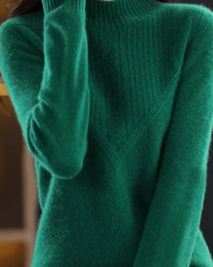 Damski sweter dziergany z wełny