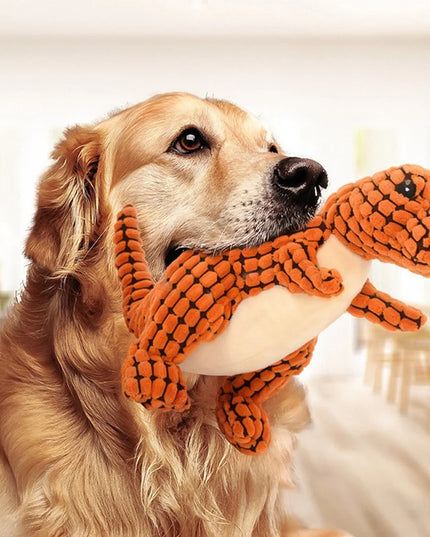 Pluszowa zabawka dinozaur dla psa – miękka maskotka z dźwiękiem do żucia i zabawy