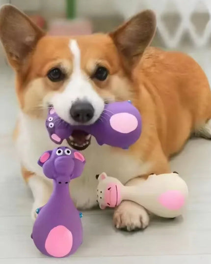 Lateksowa zabawka dla psa z dźwiękiem – wytrzymały gryzak w kształcie słonia lub krowy