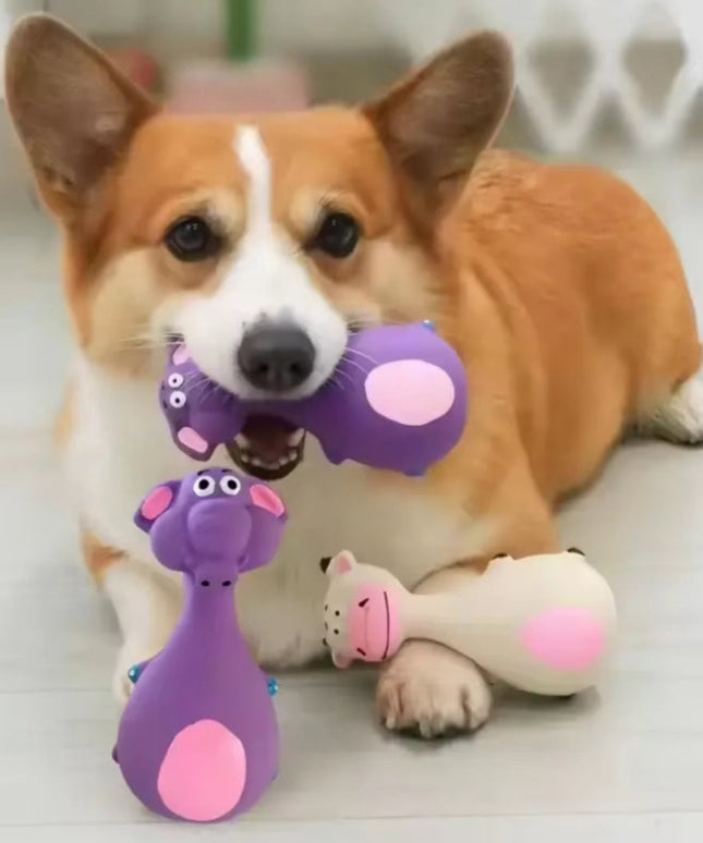 Lateksowa zabawka dla psa z dźwiękiem – wytrzymały gryzak w kształcie słonia lub krowy