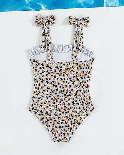 Jednoczęściowy strój kąpielowy w panterkę dla dziewczynki