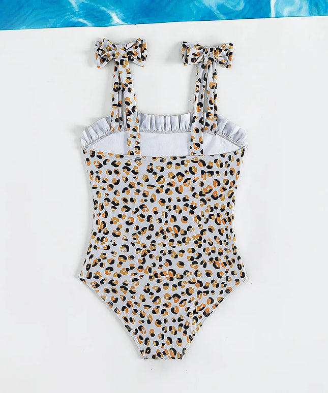 Jednoczęściowy strój kąpielowy w panterkę dla dziewczynki