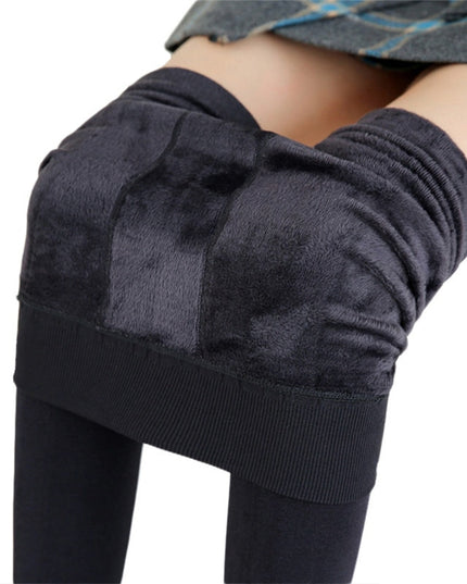 Damskie spodnie zimowe ciepłe legginsy z polarem