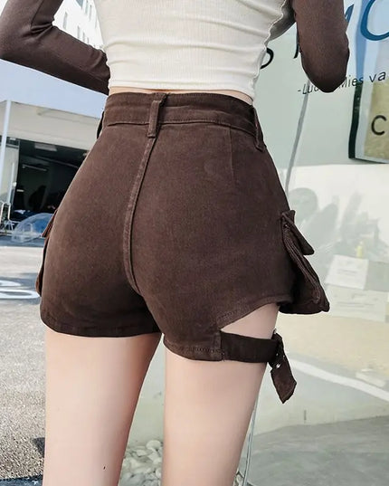 Damskie szorty w stylu cargo z dodatkowym paskiem na nogę