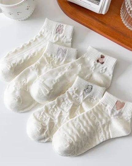 Skarpetki damskie krótkie z motywem 5 par