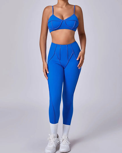 Bezszwowy komplet sportowy damski – top i legginsy z wysokim stanem