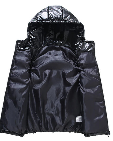 Kamizelka damska błyszcząca z kapturem