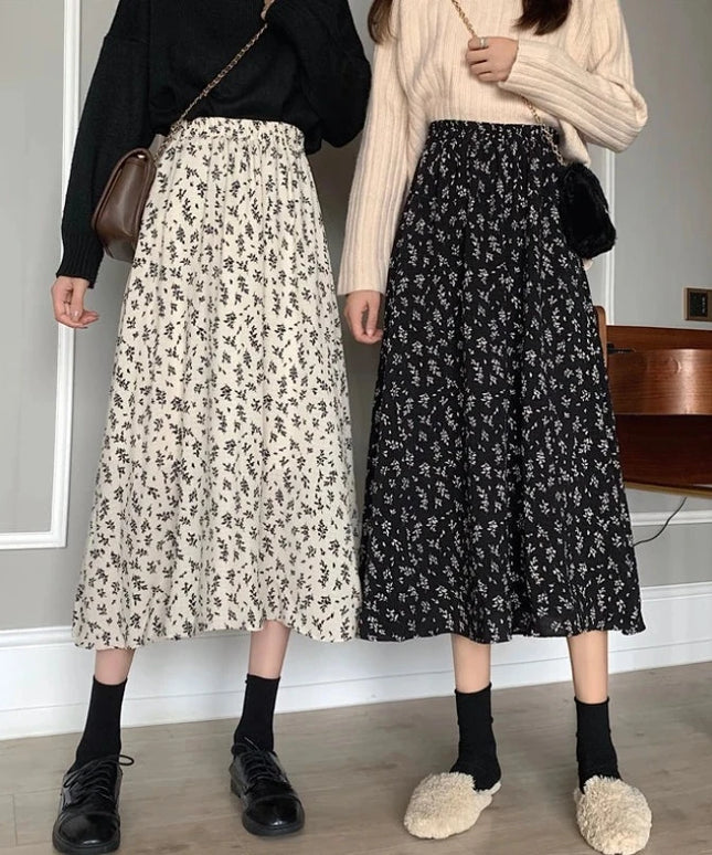 Spódnica midi zwiewna w kwiaty