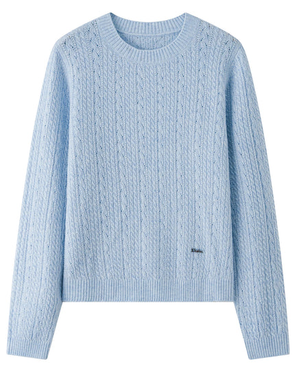 Damski sweter dziergany z okrągłym dekoltem – luźny cozy