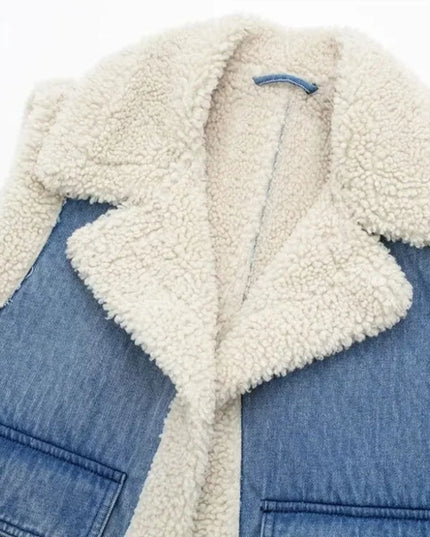 Kamizelka damska z imitacji jeansu z ociepleniem