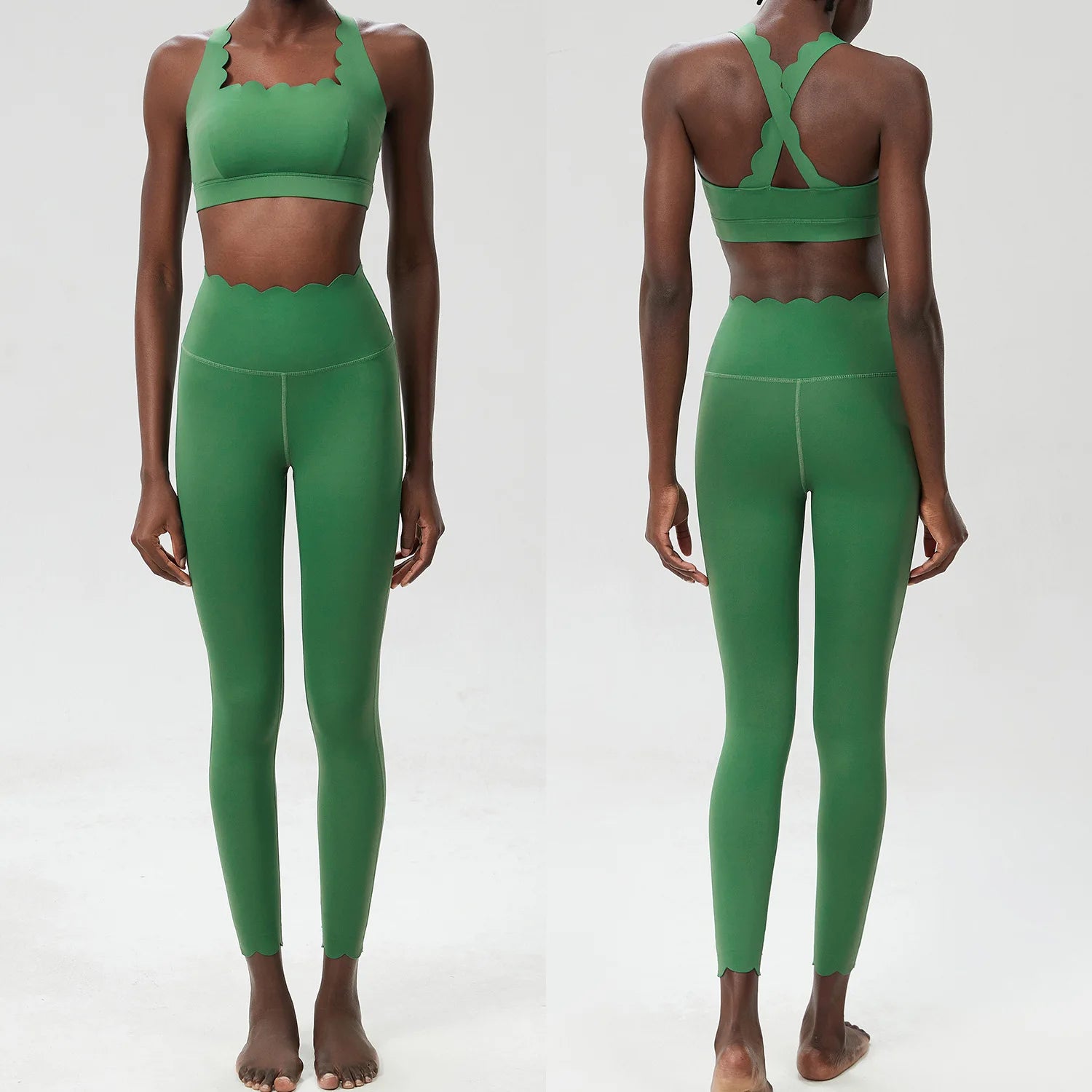 Damski komplet sportowy z falbanką – top i legginsy Super Stretch