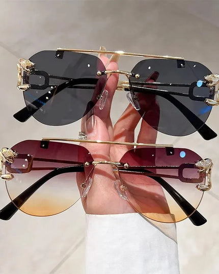 Damskie okulary przeciwsłoneczne pilotki ze złotą ozdobą