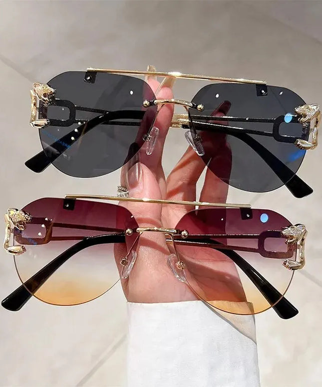 Damskie okulary przeciwsłoneczne pilotki ze złotą ozdobą