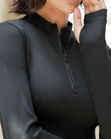 Sportowa koszulka damska rozsuwana z długim rękawem