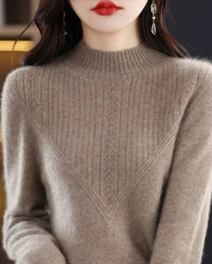 Damski sweter dziergany z wełny