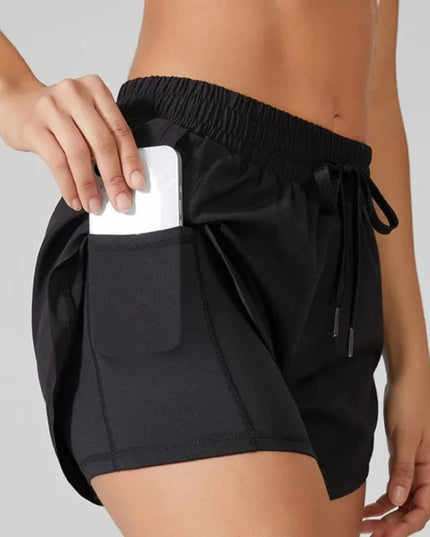 Sportowe szorty damskie 2w1 z kieszenią