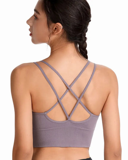 Sportowy biustonosz ze skrzyżowanymi ramiączkami na plecach