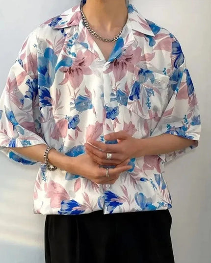 Męska koszula w hawajskim stylu z motywem kwiatów