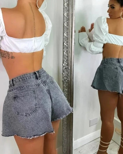 Damskie szorty jeansowe z luźnymi nogawkami