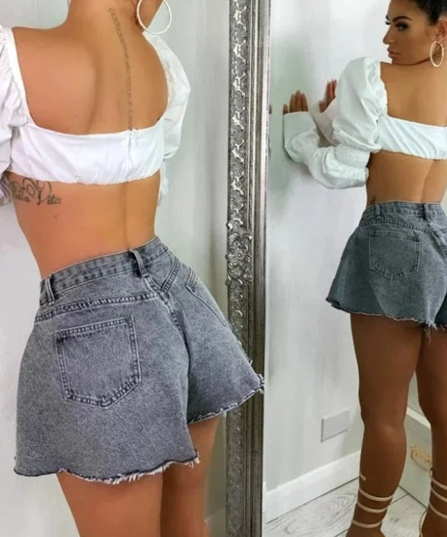 Damskie szorty jeansowe z luźnymi nogawkami