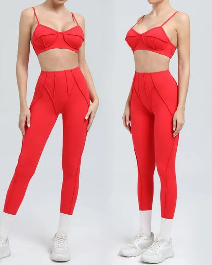 Bezszwowy komplet sportowy damski – top i legginsy z wysokim stanem