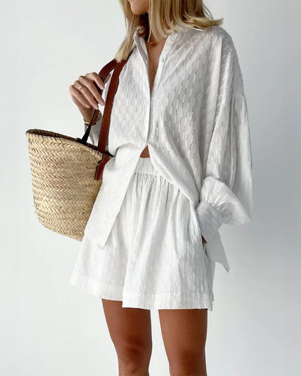 Letni komplet damski z koszulą i szortami