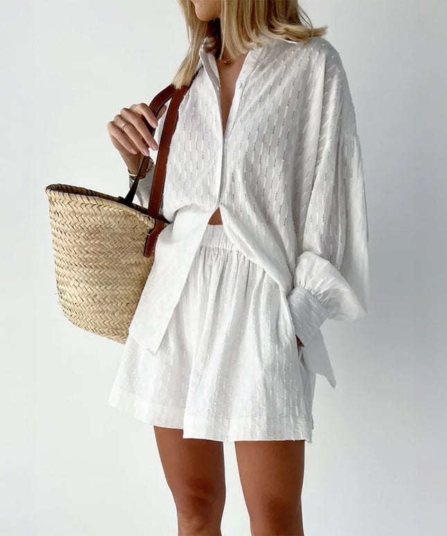 Letni komplet damski z koszulą i szortami