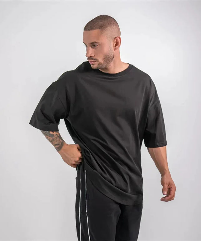 Sportowa koszulka męska oversize z nadrukiem na plecach