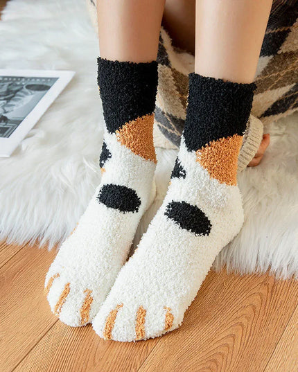 Zimowe damskie skarpetki za kostkę imitujące kocią łapkę