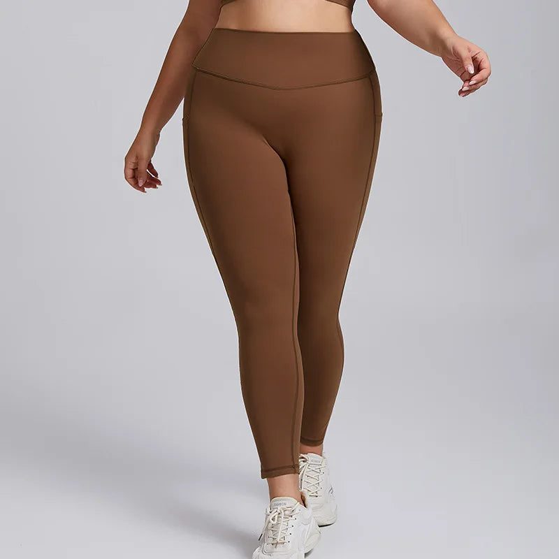 Damskie sportowe legginsy bezszwowe plus size