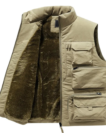 Kamizelka męska z dużą ilością kieszeni i polarowym podszyciem