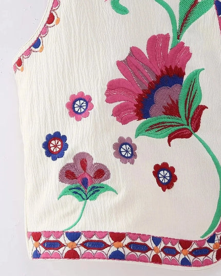 Kamizelka damska haftowana w kwiaty