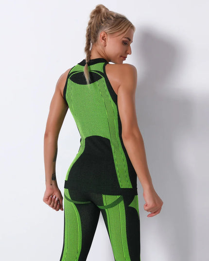 Sportowy top damski dopasowany z kolorowym przeszyciem