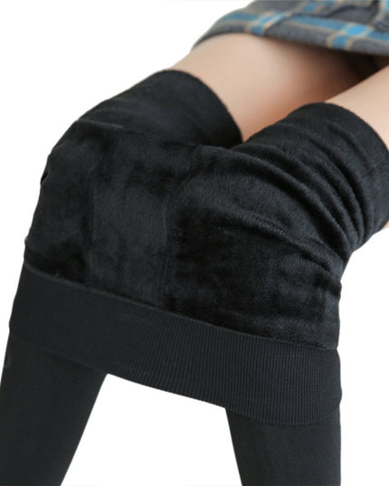 Damskie spodnie zimowe ciepłe legginsy z polarem