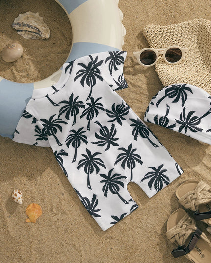 Kostium kąpielowy dla niemowląt jednoczęściowy z krótkim rękawem