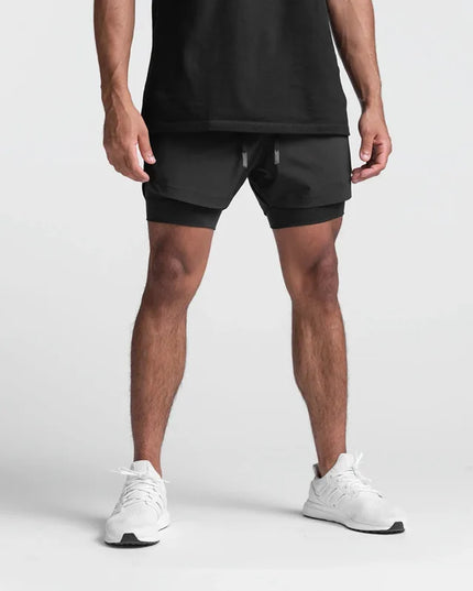 Sportowe spodenki męskie 2w1 z przewiewnego materiału