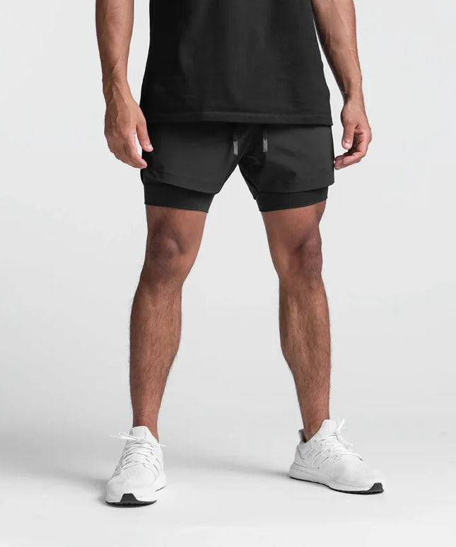 Sportowe spodenki męskie 2w1 z przewiewnego materiału