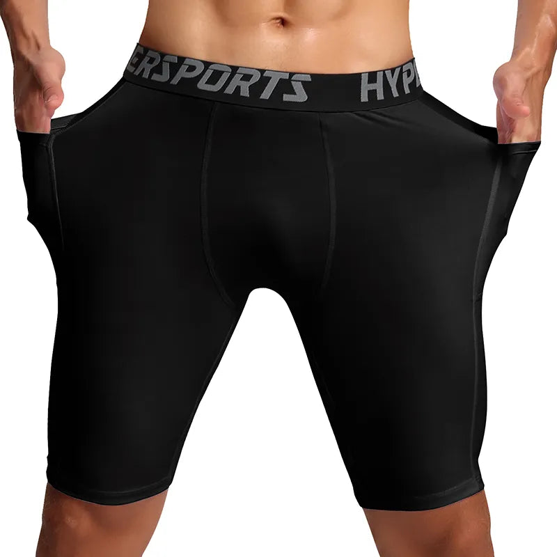 Sportowe legginsy męskie krótkie z kieszonką