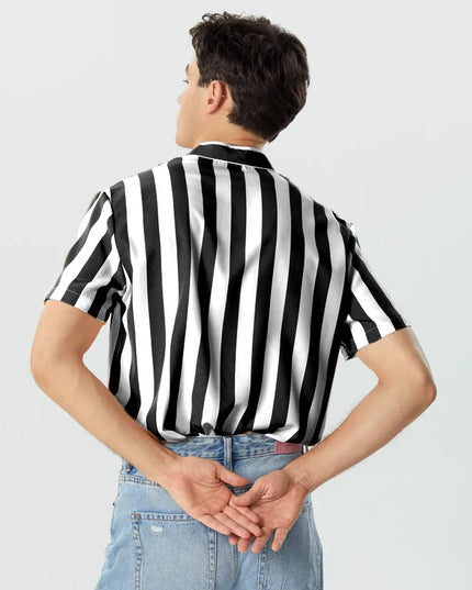 Męska koszula w paski z krótkim rękawem