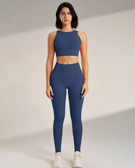 Modny bezszwowy komplet sportowy damski push-up