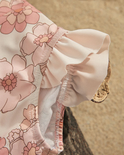 Jednoczęściowy strój kąpielowy dla niemowląt w zestawie z kapeluszem