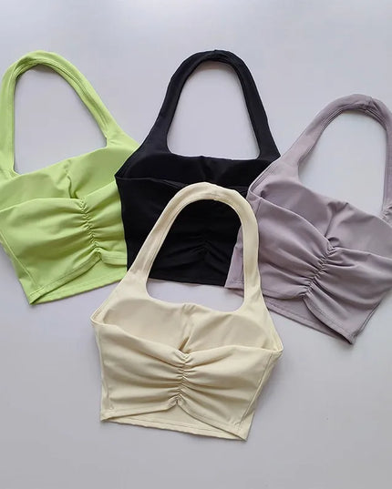 Sportowy top damski bez pleców z wyjmowanymi miseczkami