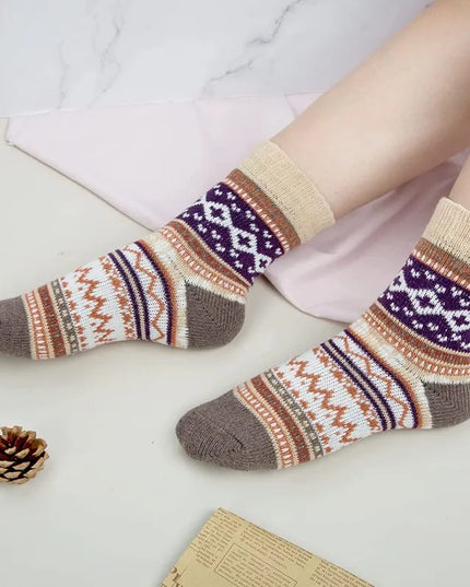 Skarpetki damskie zimowe w góralskie wzory