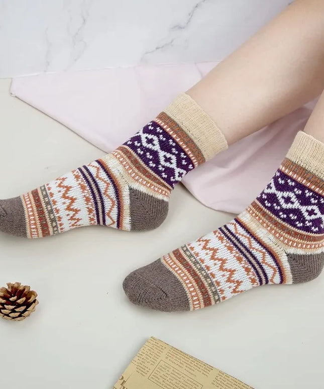 Skarpetki damskie zimowe w góralskie wzory